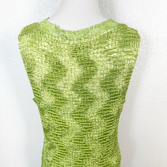 Nicola Womens Vintage 90s Y2K Crinkle Scrunch Pleat V Neck Lace Trim Tank Top XL - Picture 6 of 10